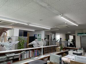 安全第一!朝のラジオ体操。